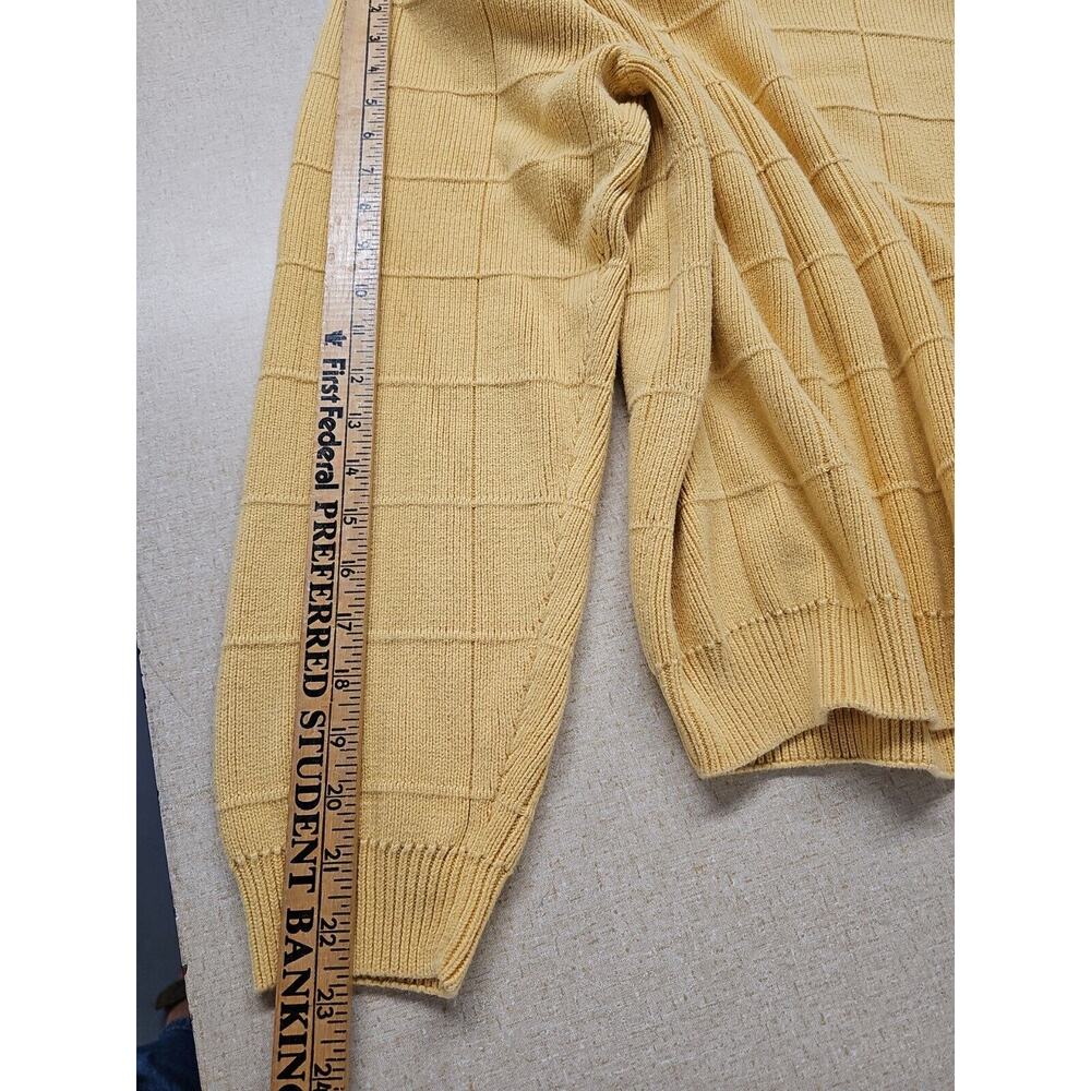 VTG Arrows Y2K Mens Size XL Cotton Yellow Sweater Grandpa Plaid Textured - Picture 7 of 8